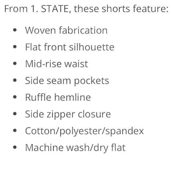 1. STATE Ruffle Hem Flat Front Short New Ivory NWT 16W - Picture 12 of 12